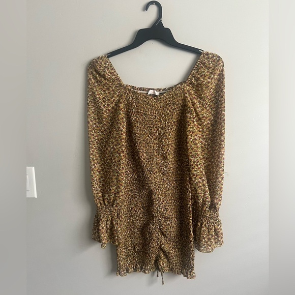 Floral Long Sleeve Dress with Ruffle Cuffs - Picture 1 of 7
